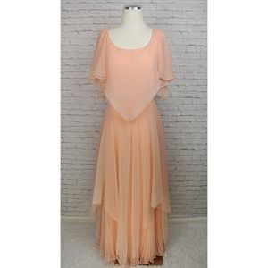Kay Kipps Vintage Peach Pleated HandkerchiefDress